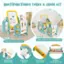 MULTIFUNCTIONAL TABLE & CHAIR SET - Front: Magnetic Drawing Board - Back: Large Table for Various Activities - Adjustable Telescope - Ring Toss Game - Convenient Pen Slot - Bottom Storage Tray