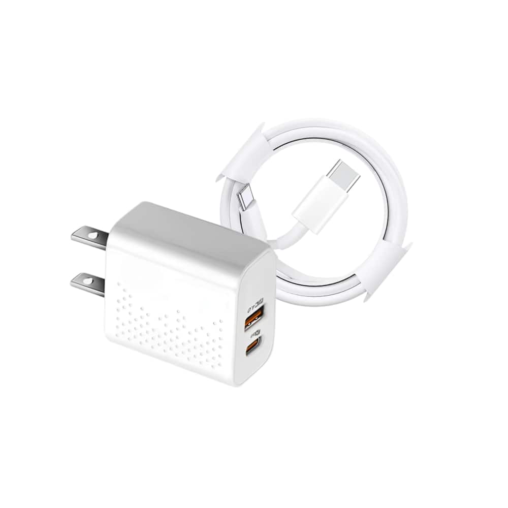 Qixxronics - USB-C Fast Charger 35W Type-C Cable 3FT for iPhone 17 16 15, iPad Pro, iPad Air, iPad Mini, Pixels, Samsung Galaxy, LG - White