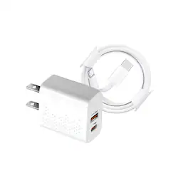 Qixxronics - USB-C Fast Charger 35W Type-C Cable 3FT for iPhone 17 16 15, iPad Pro, iPad Air, iPad Mini, Pixels, Samsung Galaxy, LG - White