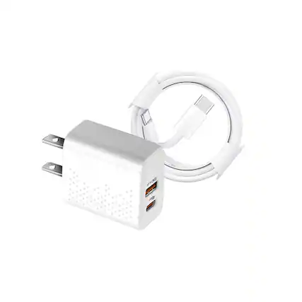 Front. Qixxronics - USB-C Fast Charger 35W Type-C Cable 3FT for iPhone 17 16 15, iPad Pro, iPad Air, iPad Mini, Pixels, Samsung Galaxy, LG - White.