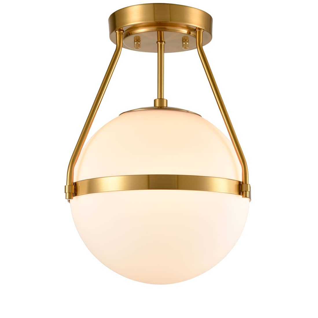 Front. MOOSE - Gold Globe Semi Flush Ceiling Light - Gold.