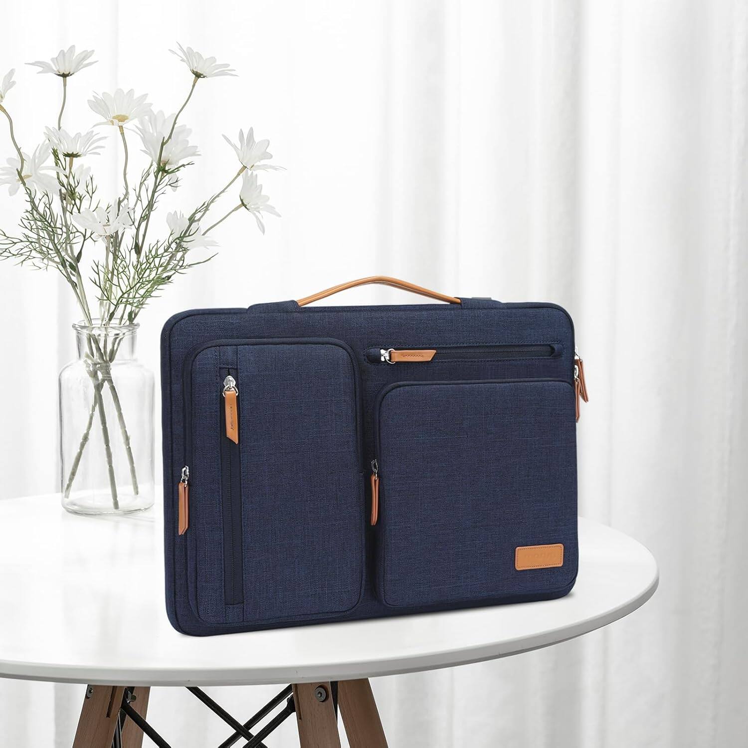 Alt View 4. mosiso - 360 Protective Laptop Handbag Sleeve 15-15.6 inch for MacBook Pro 16 HP Acer Dell Lenovo ASUS - Navy Blue.