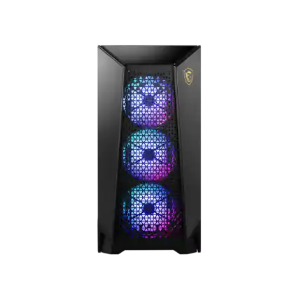 Front. MSI - MSI Infinite ZS - Gaming Desktop - AMD Ryzen 9 9950X3D 2025 - 32GB Memory - NVIDIA GeForce RTX 5090 - 2TB SSD - Black.