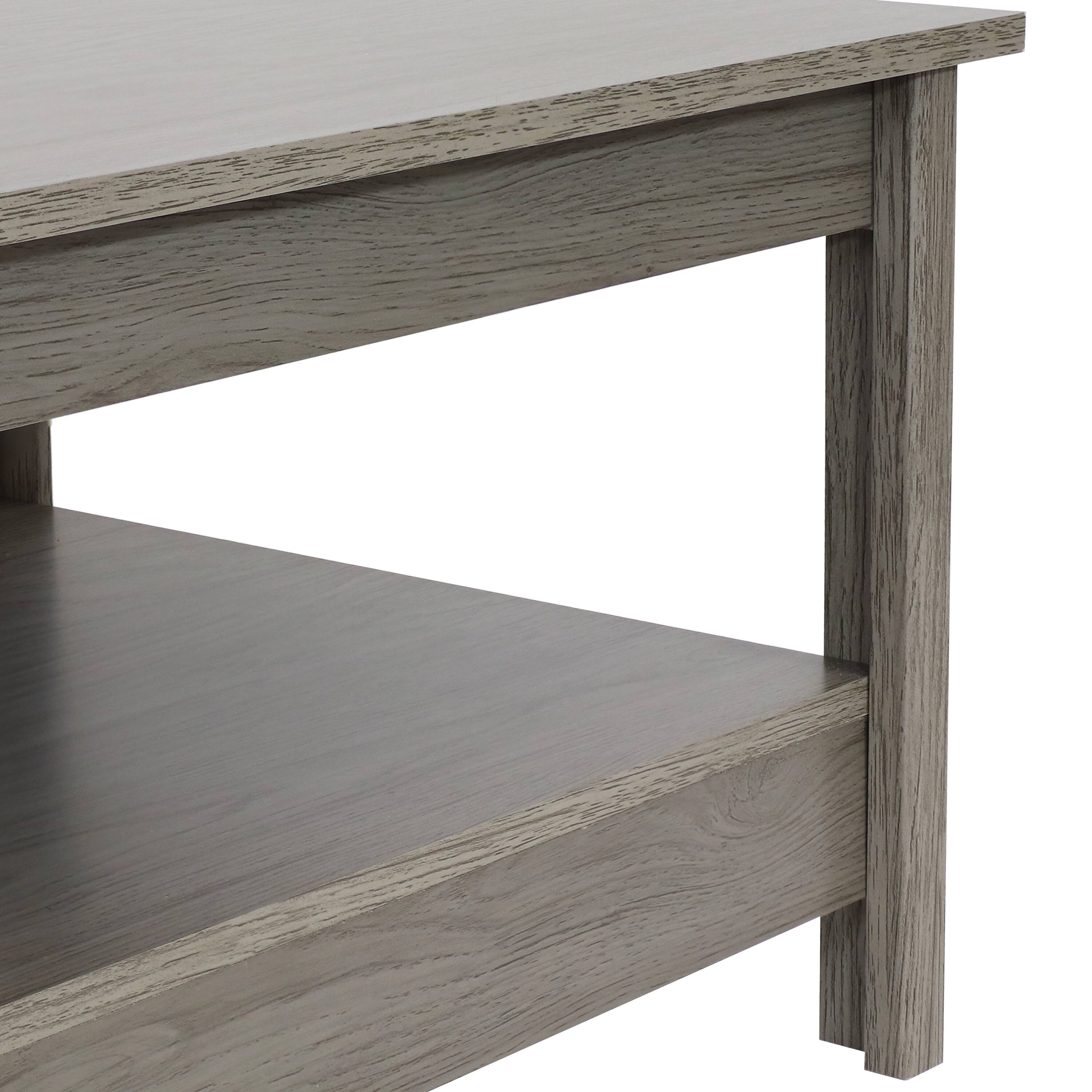 Alt View 6. Sunnydaze - Classic MDF Coffee Table with Lower Shelf - 16 in - Thunder Gray.
