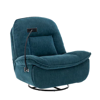 Front. Boyel Living - Chenille Fabric Swivel Recliner with Mobile Phone Bracket - Green.