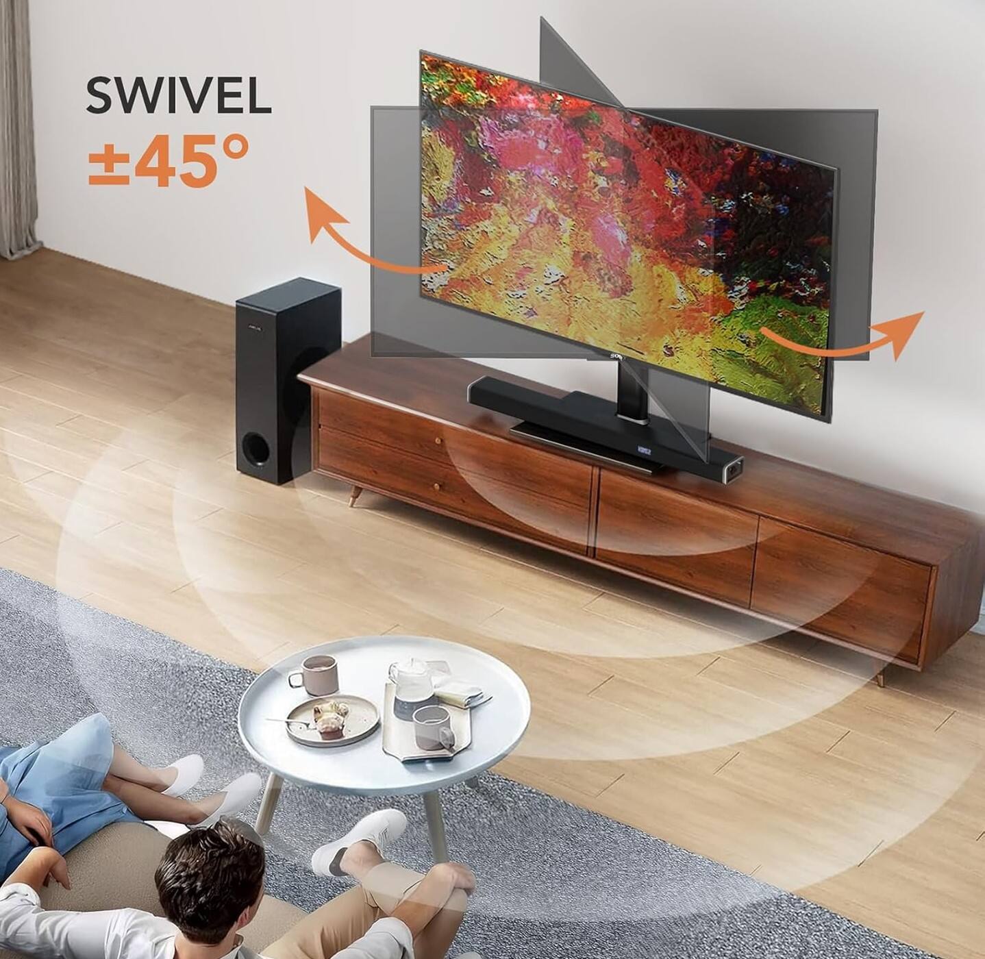 Alt View 3. FINEAK - Universal Swivel Tabletop TV Stand-19-43" TVs, Height & Angle Adjust - Black.