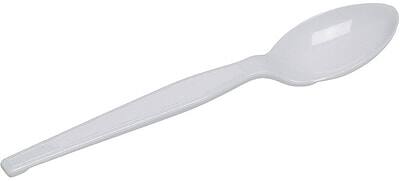 Alt View 2. Dixie - Plastic Teaspoon 6”, Heavy-Weight, 100/Box - White.