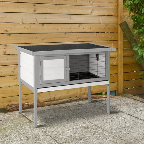 Alt View 4. Winado - Wooden Chicken Coop Rabbit Hutch 1PC Single Deck for Indoor Outdoor Garden Bunny Cage Small Pet Animal Poultry Cage - Gray.