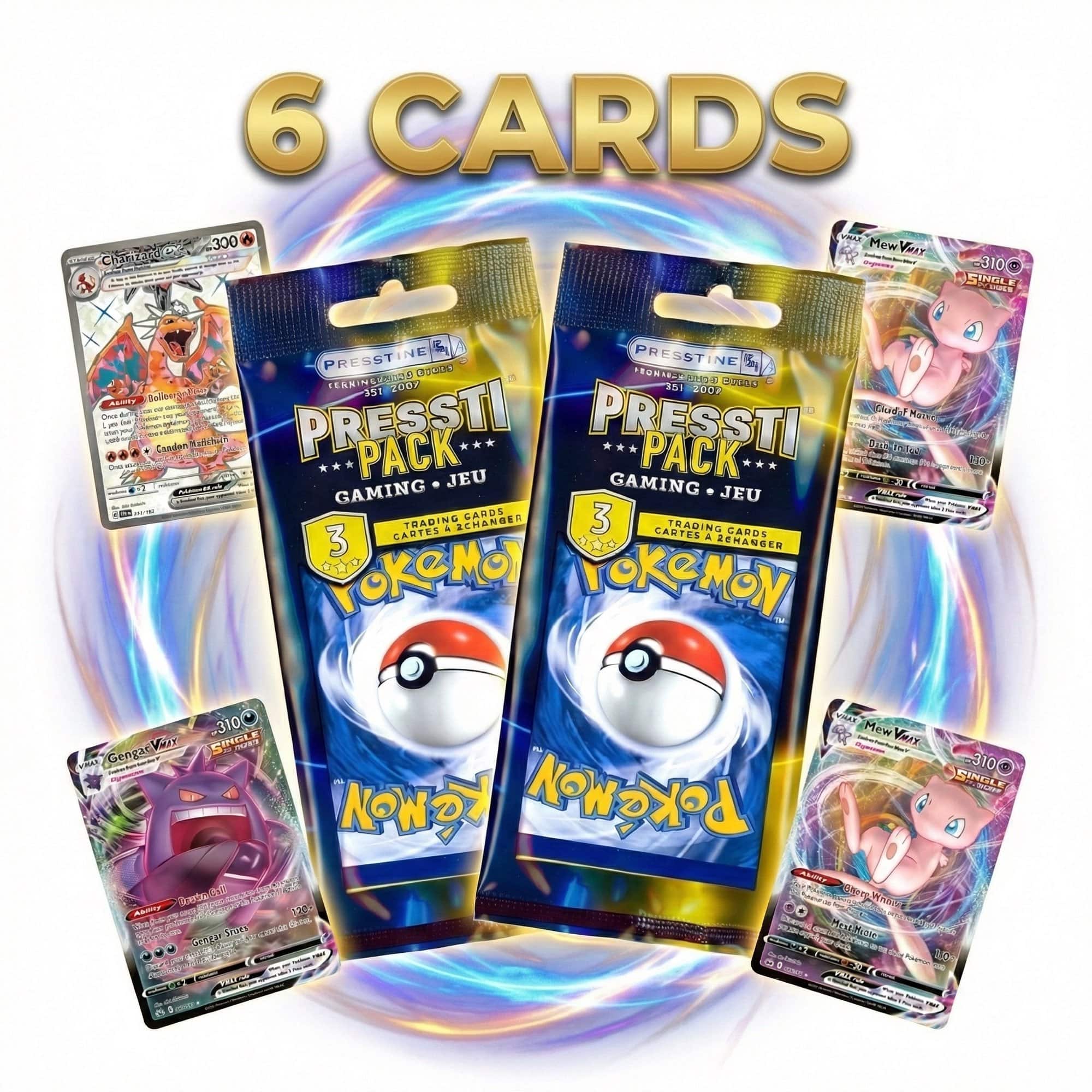 Pokémon - Set of 2 Presstine Pokemon Presstipack 3-Card Packs - 6 Cards Total - Black