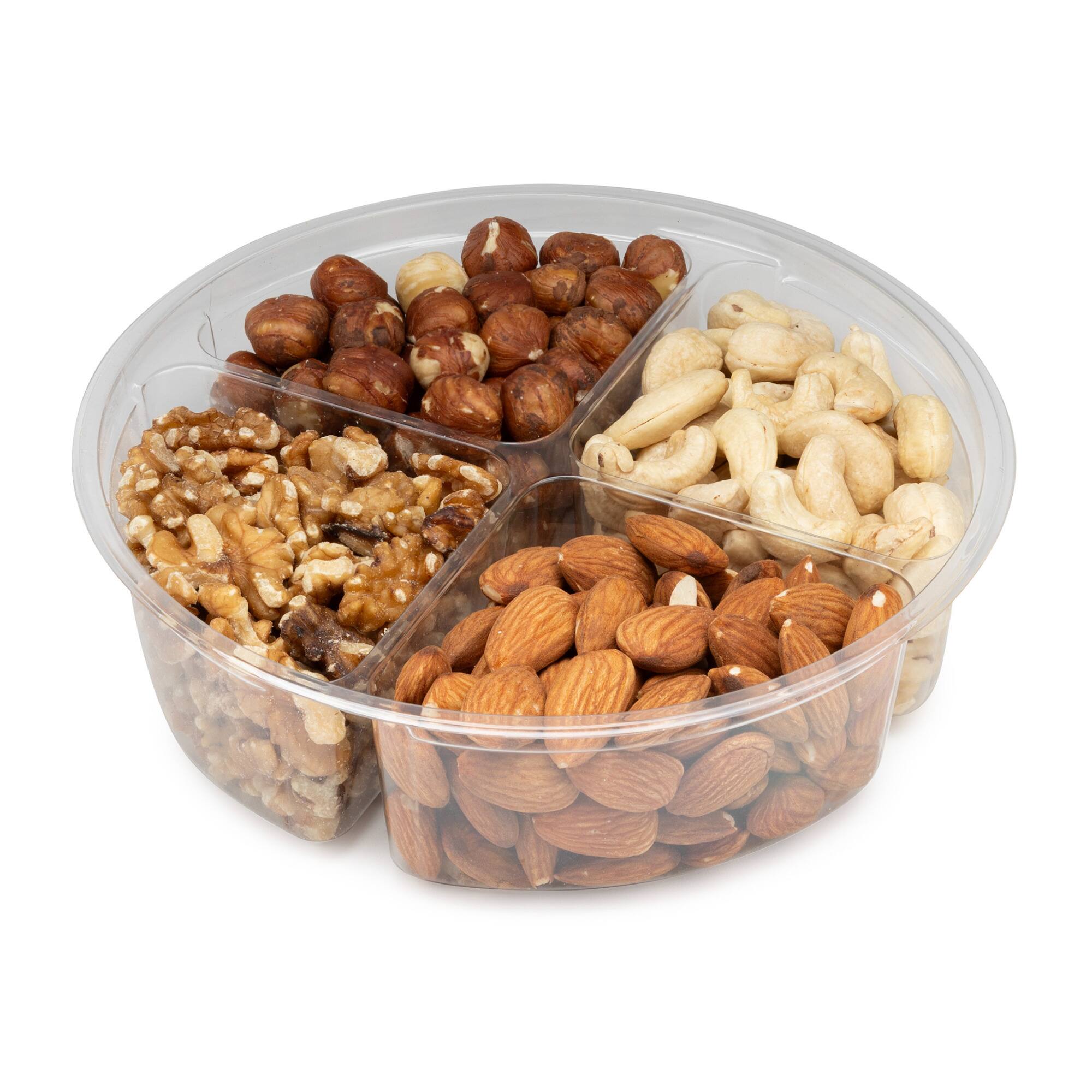 Front. ChefWave - Variety Fresh Assortment 4-Section Tray of Nuts.