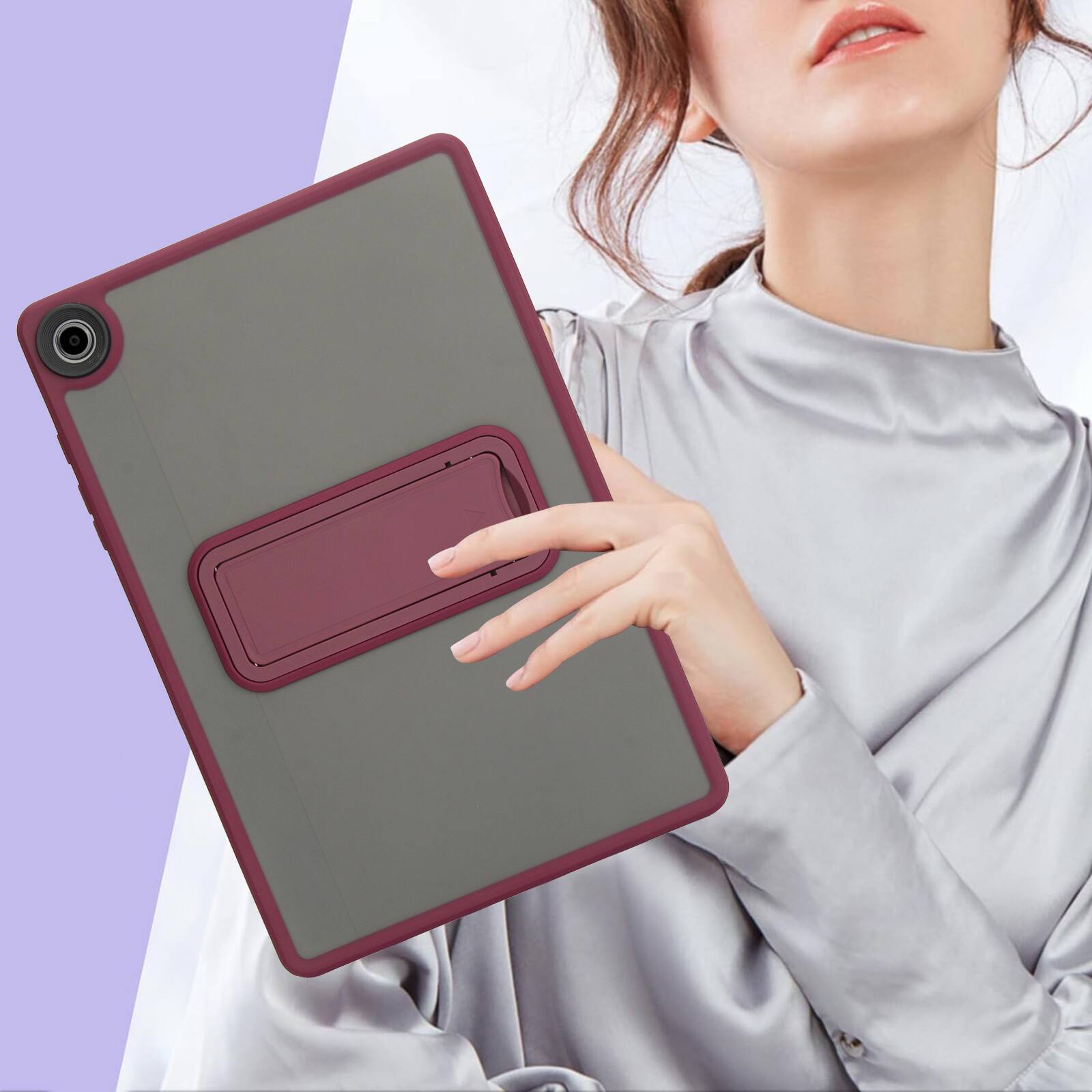 Alt View 3. UUCOVER - Case for Samsung Galaxy Tab A11+ 11-inch 2025 (SM-X230/X236/X238), Shockproof TPU+PC Matte Case Kickstand Slim Cover - Winered.