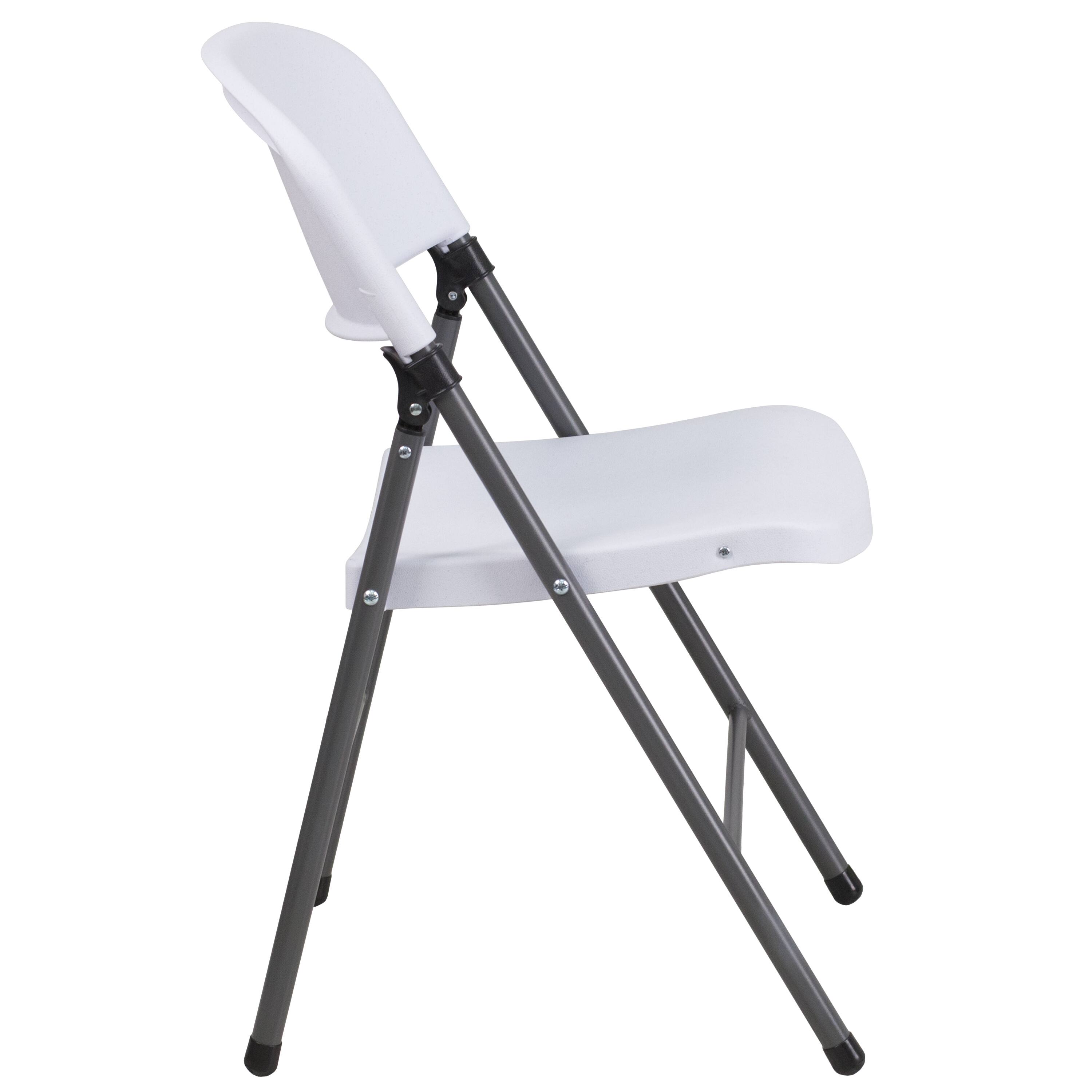 Alt View 7. Emma + Oliver - 2 Pack Home & Office 330 lb. Capacity Foldable Plastic Chair - Granite White.