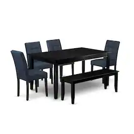 East West Furniture - 6 Piece Dining Table Set consists A Kitchen Table - Black