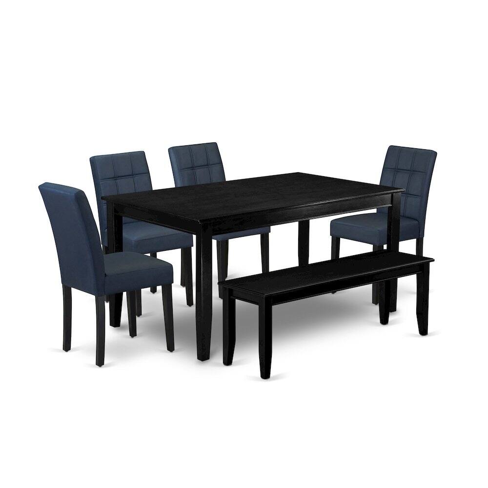 Front. East West Furniture - 6 Piece Dining Table Set consists A Kitchen Table - Black.