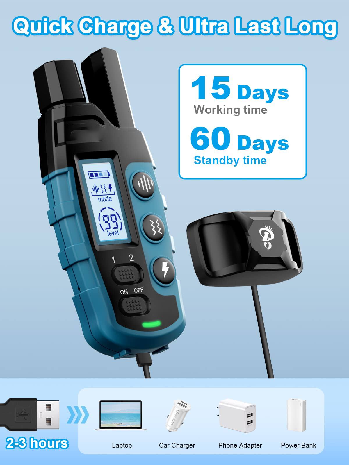 Quick Charge & Ultra Last Long

15 Days Working time  
60 Days Standby time

2-3 hours

Laptop  
Car Charger  
Phone Adapter  
Power Bank