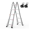 Front. VEVOR - Telescoping Ladder A Frame, 17 FT Compact Aluminum Extension Ladder, Multi-Function Portable Collapsible RV Ladder - Silver.