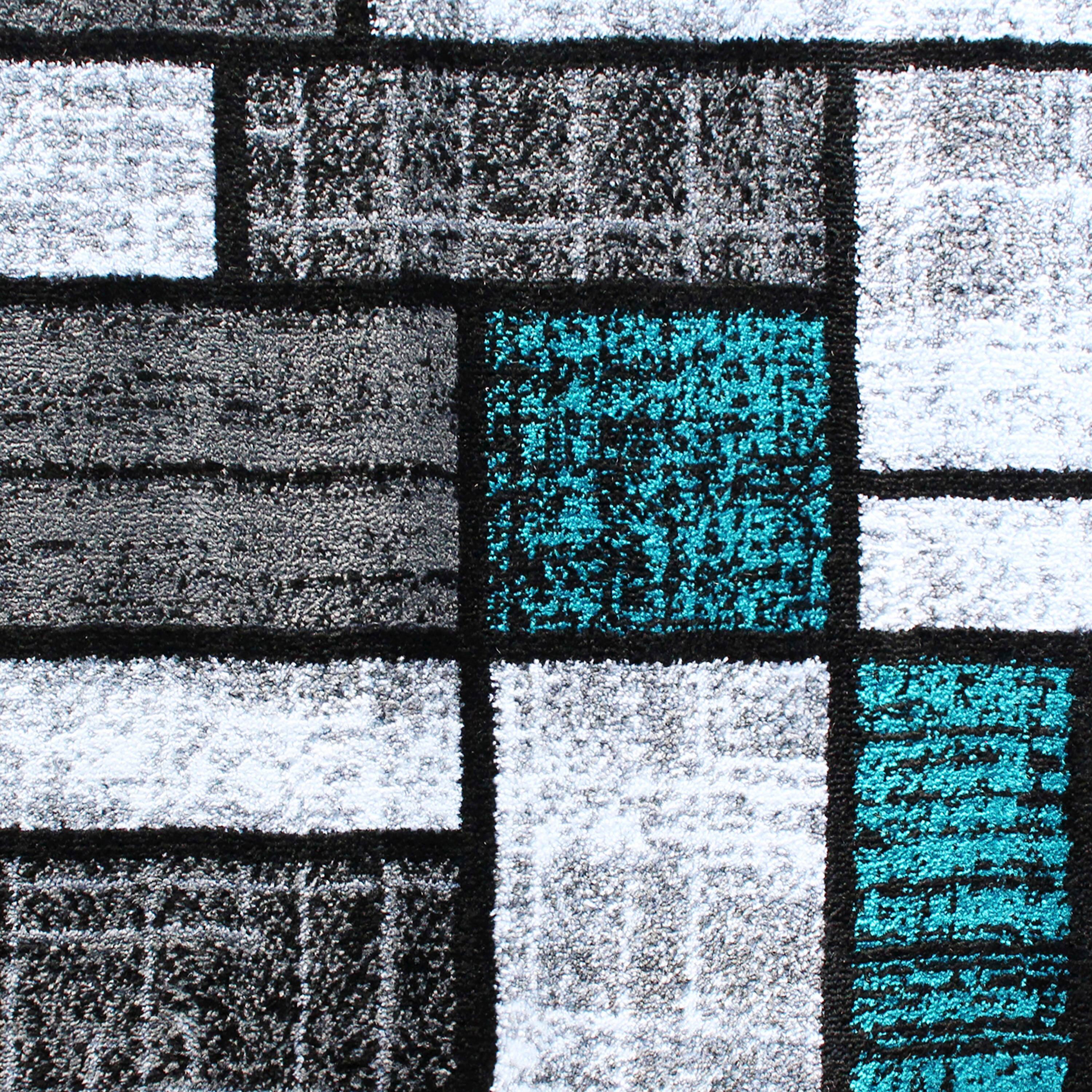 Alt View 5. Emma + Oliver - Livia Accent Rug with Geometric Mosaic Design with Natural Jute Backing - Turquoise.