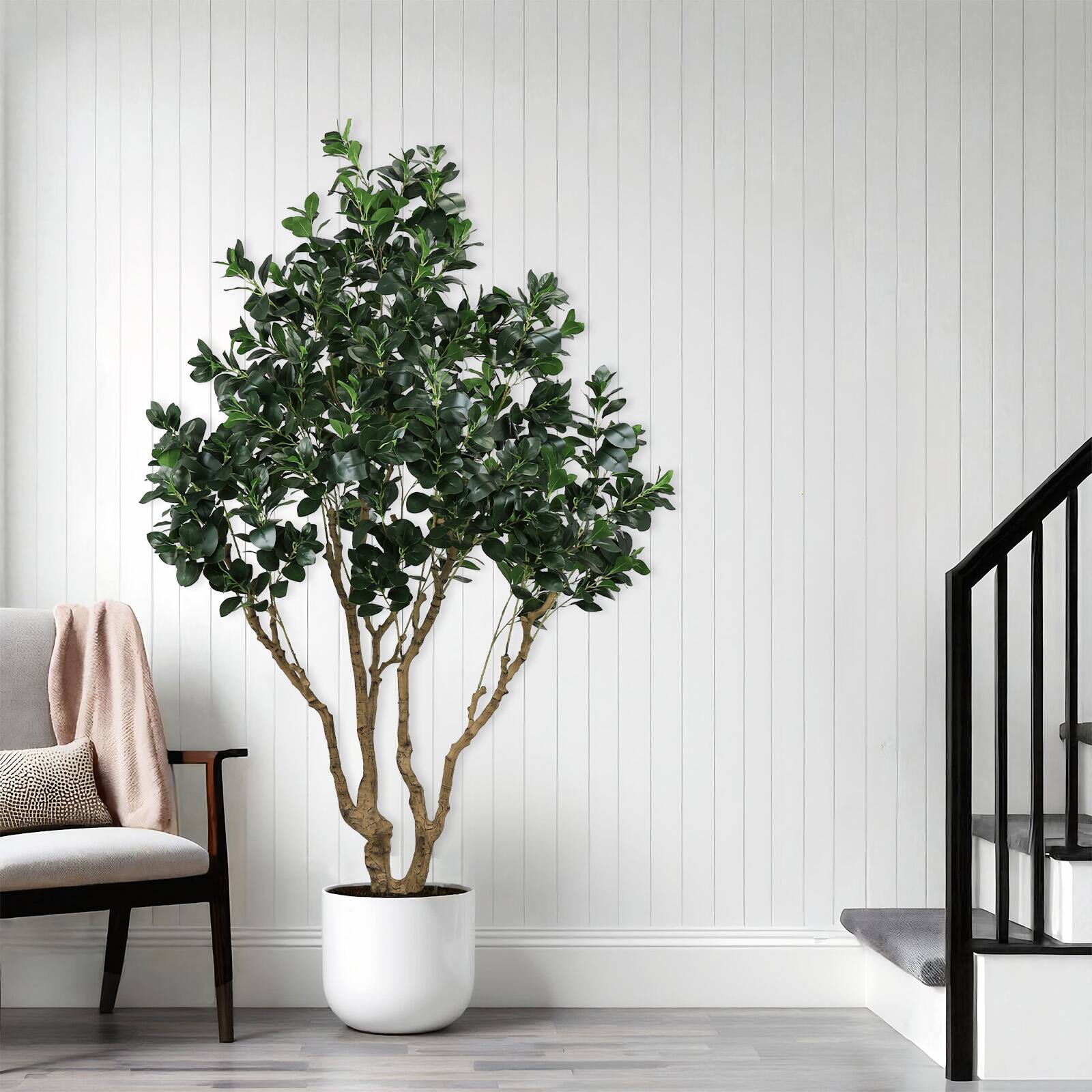 Alt View 7. Glintex - 7.2FT Tall Artificial Silk Tree Large Faux Greenery Plant with Lifelike Leaves for Indoor Outdoor Fake Plant, 1pc/set - Green.