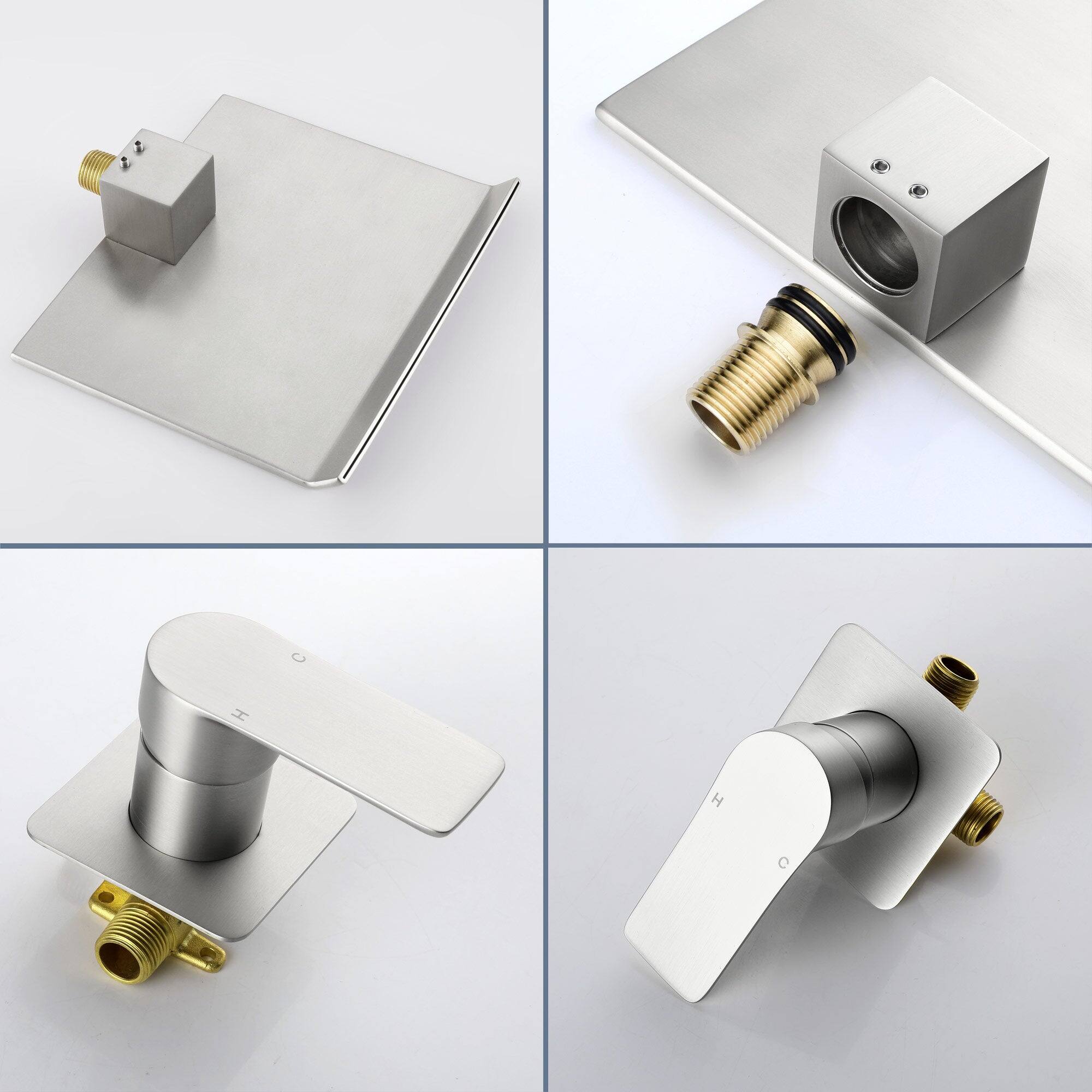 Alt View 10. Boyel Living - Brushed Wall Mount Faucet SUS304 Waterfall Spout cUPC Cartridge Single Handle 1/2NPT Thread - Brushed Nickel.