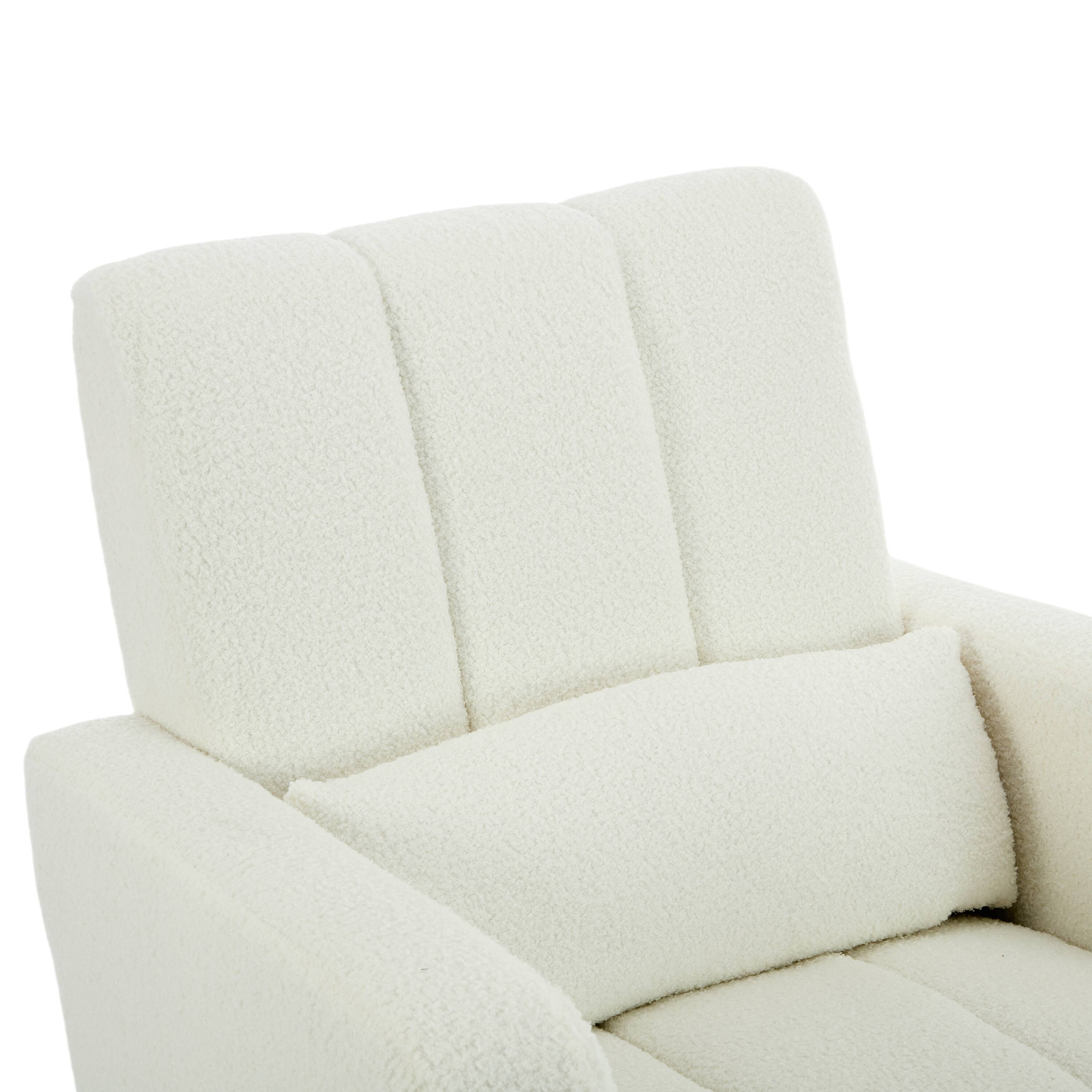 Alt View 5. GOODSILO - Accent Rocking Chair with Pillow, Ultimate Comfort for Your Home, Teddy Velvet - Cream White.