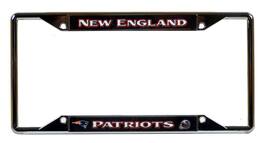 Rico Industries - New England N.E. Patriots Football 4 Corner EZ View Chrome License Plate Frame - Multi