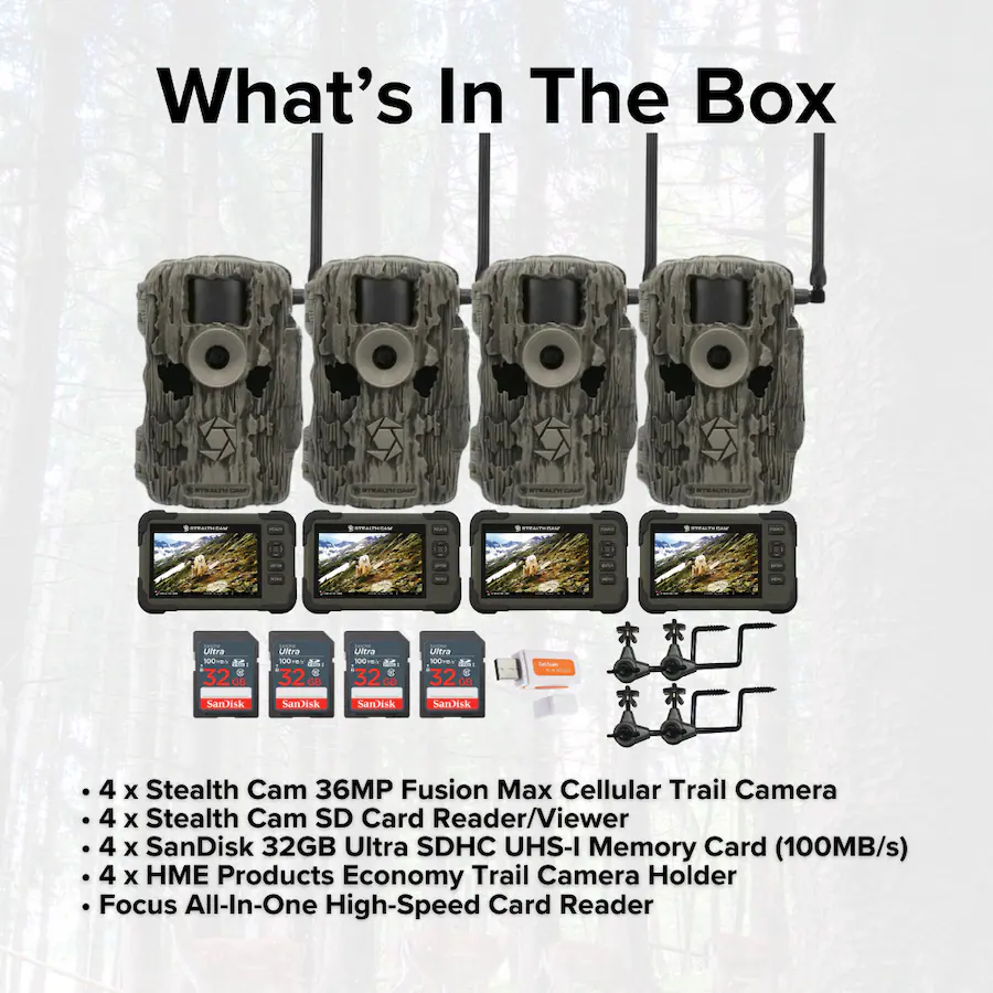 100mb Camera Stealth Cam 36MP Fusion Max Cellular Trail Camera with Accessories (4 ...