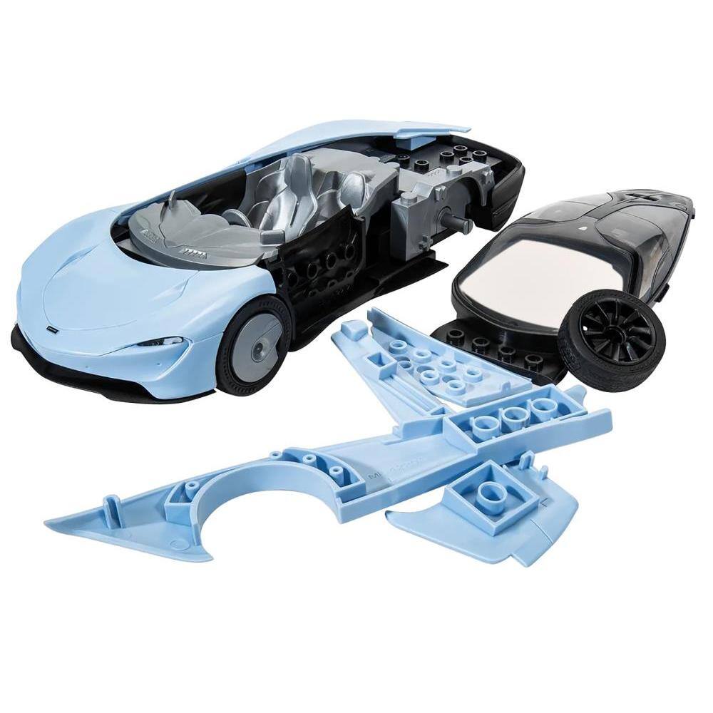 Back. Airfix Quickbuild - Skill 1 Model Kit McLaren Speedtail Light Blue with Black Top Snap Together Painted Plastic - Light Blue and Black.