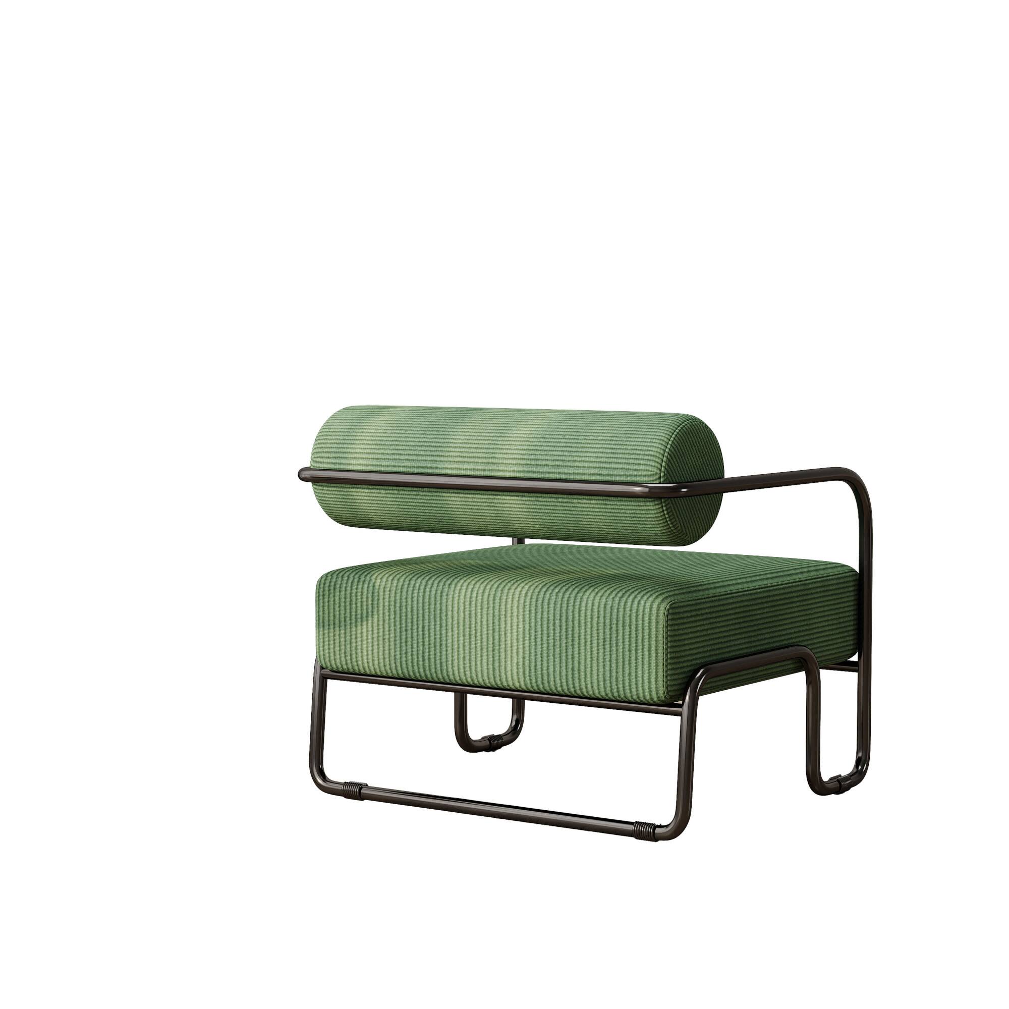 Alt View 7. GOODSILO - Comfortable Iron Frame Lounge Chair with Curved Seat and Integrated Backrest for Relaxation - Dark Green.