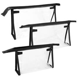 Mber - 3-Pack TSA Approved Toiletry Bag, Clear Makeup Bag, Clear Travel Cosmetic Bags Pouches with Zipper - Black