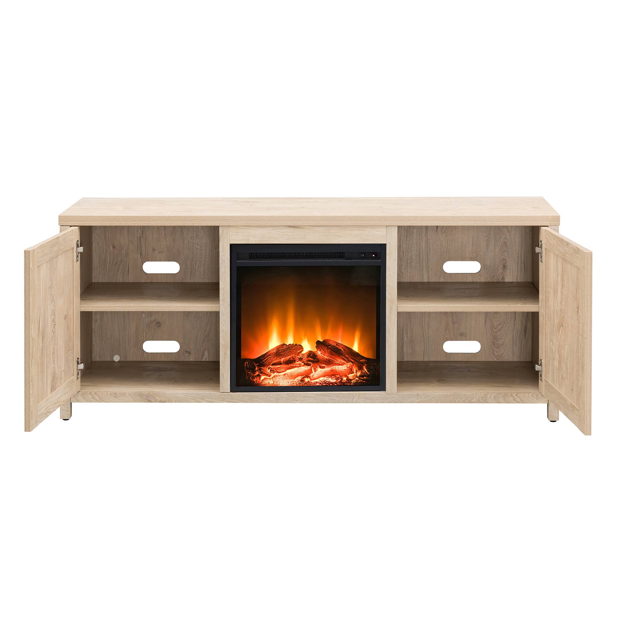 Alt View Zoom 16. Camden&Wells - Foster Log Fireplace TV Stand for TVs Up to 65" - White Oak.