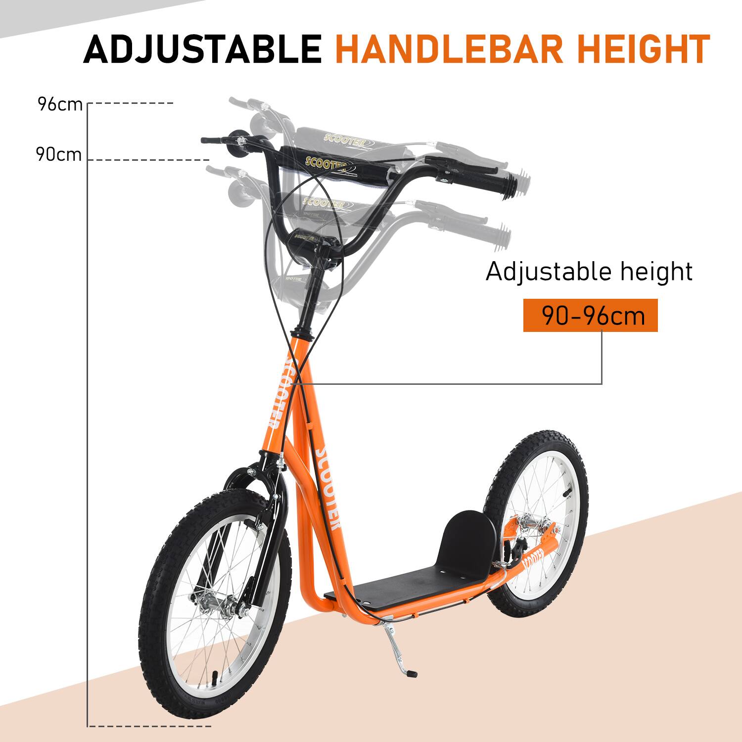 ADJUSTABLE HANDLEBAR HEIGHT

96cm
90cm

Adjustable height
90-96cm