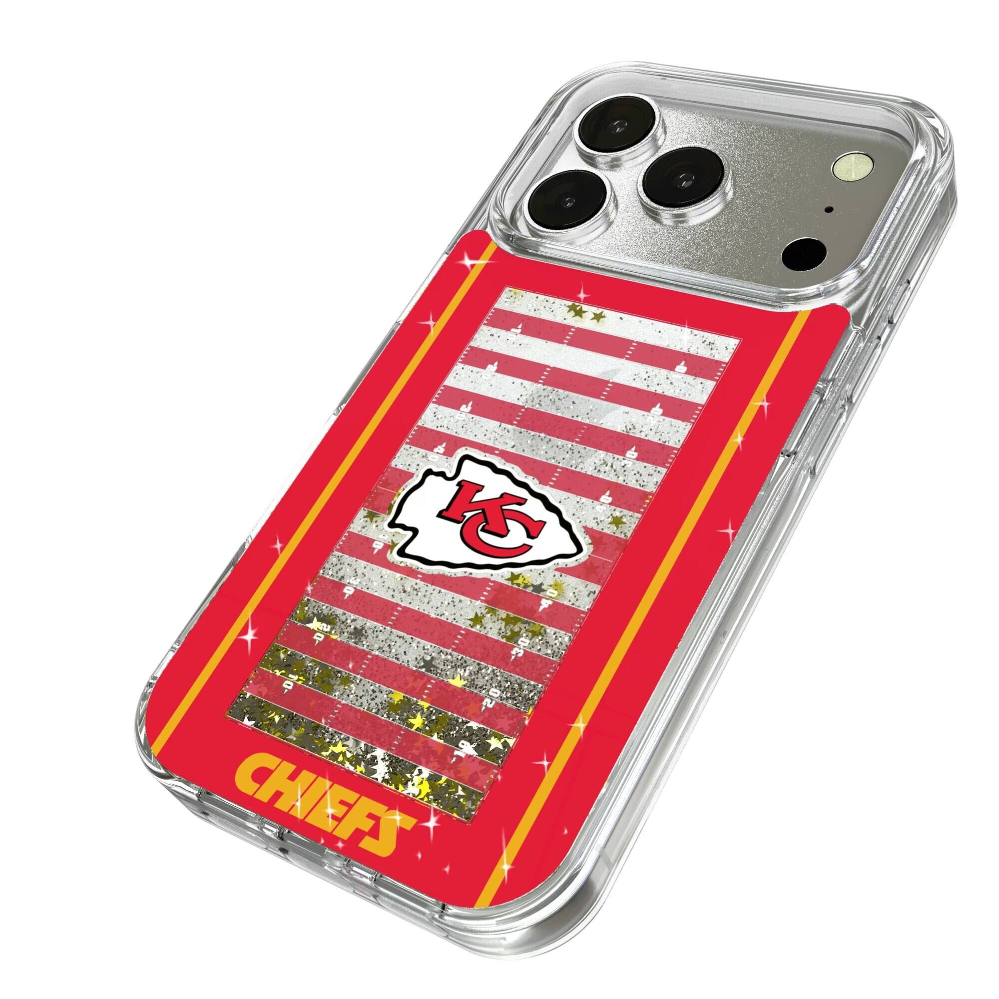 Alt View 1. Keyscaper - Kansas City Chiefs iPhone Field Design Glitter Case - 16 Pro - Multicolor.