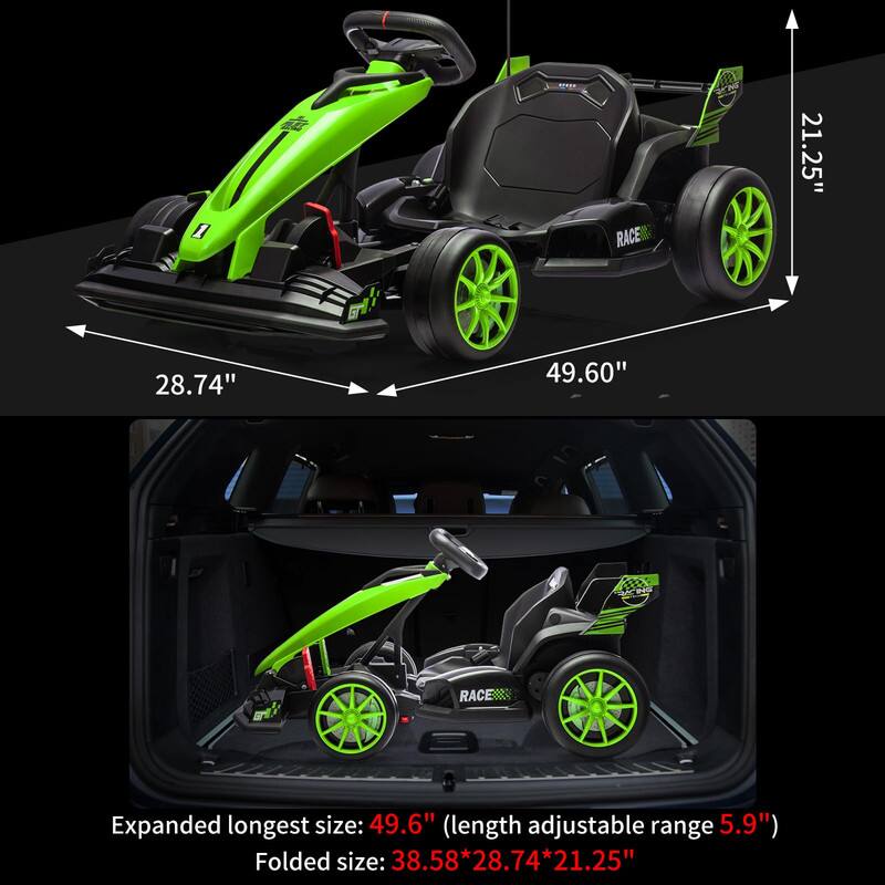 1. RACE S7  
   - Expanded longest size: 49.6" (length adjustable range 5.9")  
   - Folded size: 38.58" x 28.74" x 21.25"  

   - 49.60"  
   - 28.74"  
   - 21.25"  

   - Expanded longest size: 49.6"  
   - Folded size: 38.58" x 28.74" x 21.25"