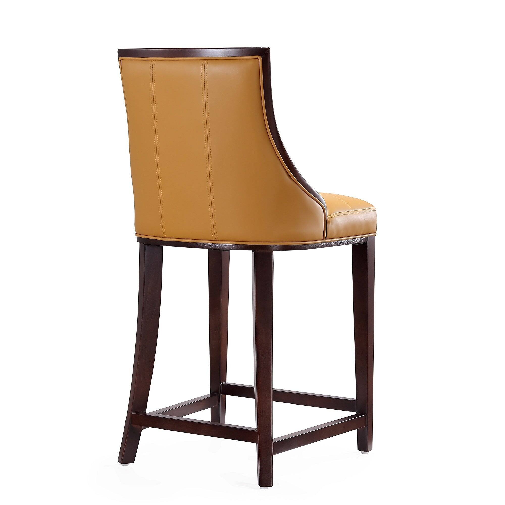 Alt View 3. Manhattan Comfort - Fifth Avenue Traditional Wood Upholstered Counter Stool - Set of 3 - Camel.