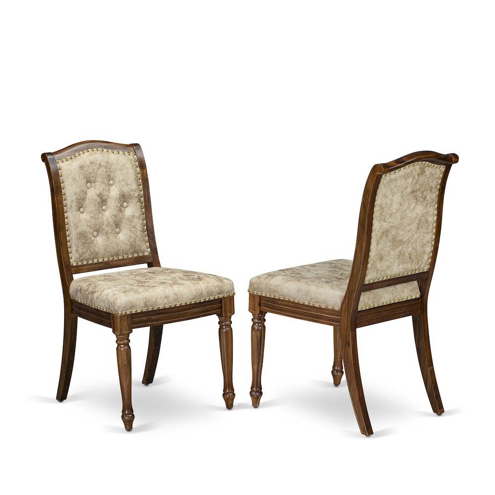 Front. East West Furniture - Upholstered Dining Chairs Set of 2 - Brown.