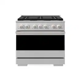 ZLINE - 36 in. 5.2 cu. ft. Marino Freestanding Gas Range with Manual Clean Convection Gas Oven with 6 Brass Burners - Stainless Steel