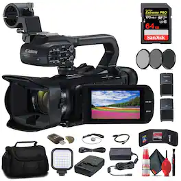 Canon - XA60 Professional UHD 4K Camcorder + 64GB Memory Card + BP828 Battery Basic Bundle (International Version) - Black w/ Starter Bundle