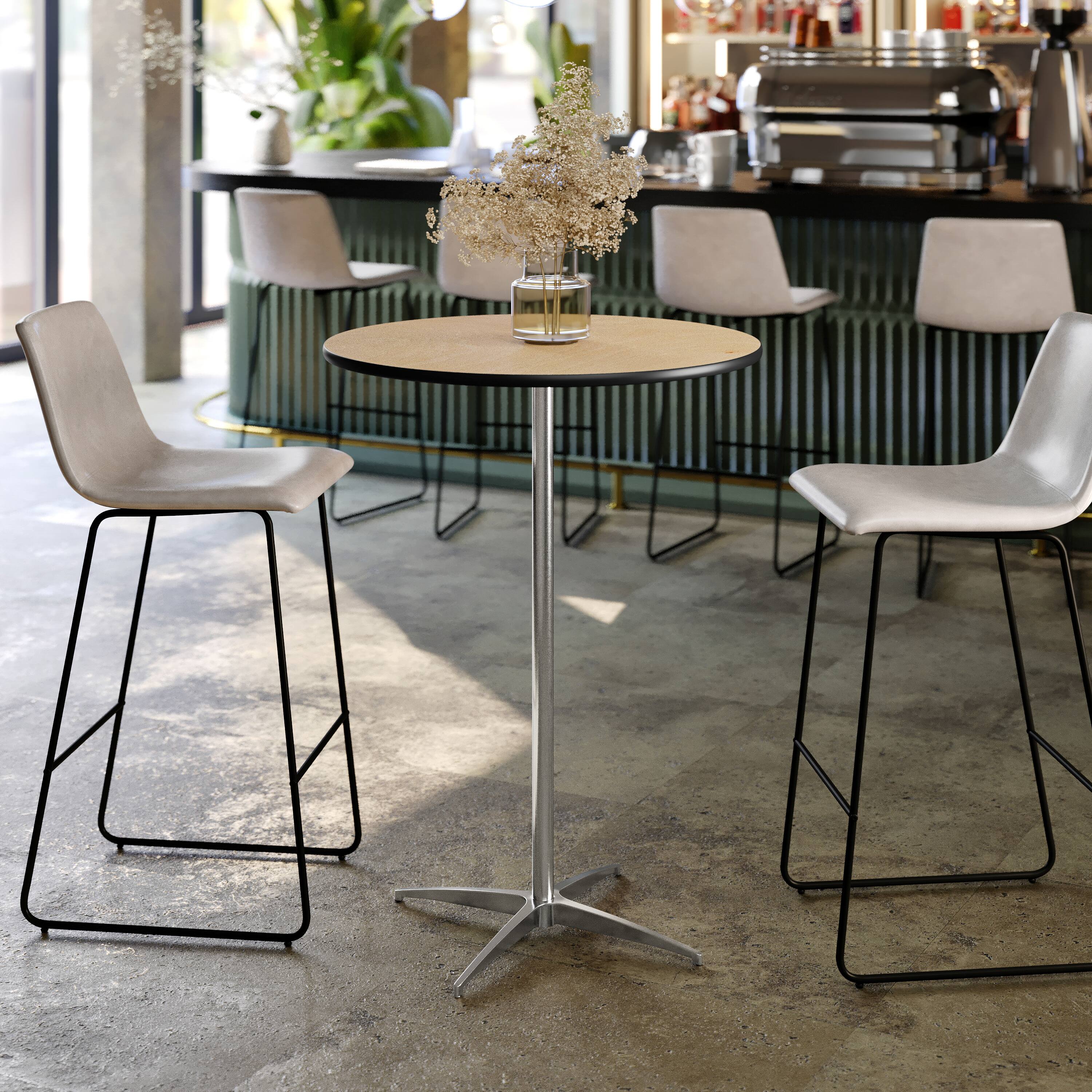 Alt View 1. Emma + Oliver - 30" Round Wood Cocktail Table with 30" and 42" Columns - Natural.