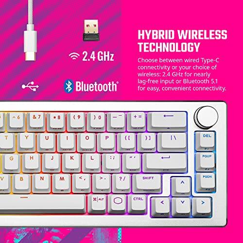 HYBRID WIRELESS TECHNOLOGY 2.4 GHz

Choose between wired Type-C connectivity or your choice of wireless: 2.4 GHz for nearly lag-free input or Bluetooth 5.1 for easy, convenient connectivity.