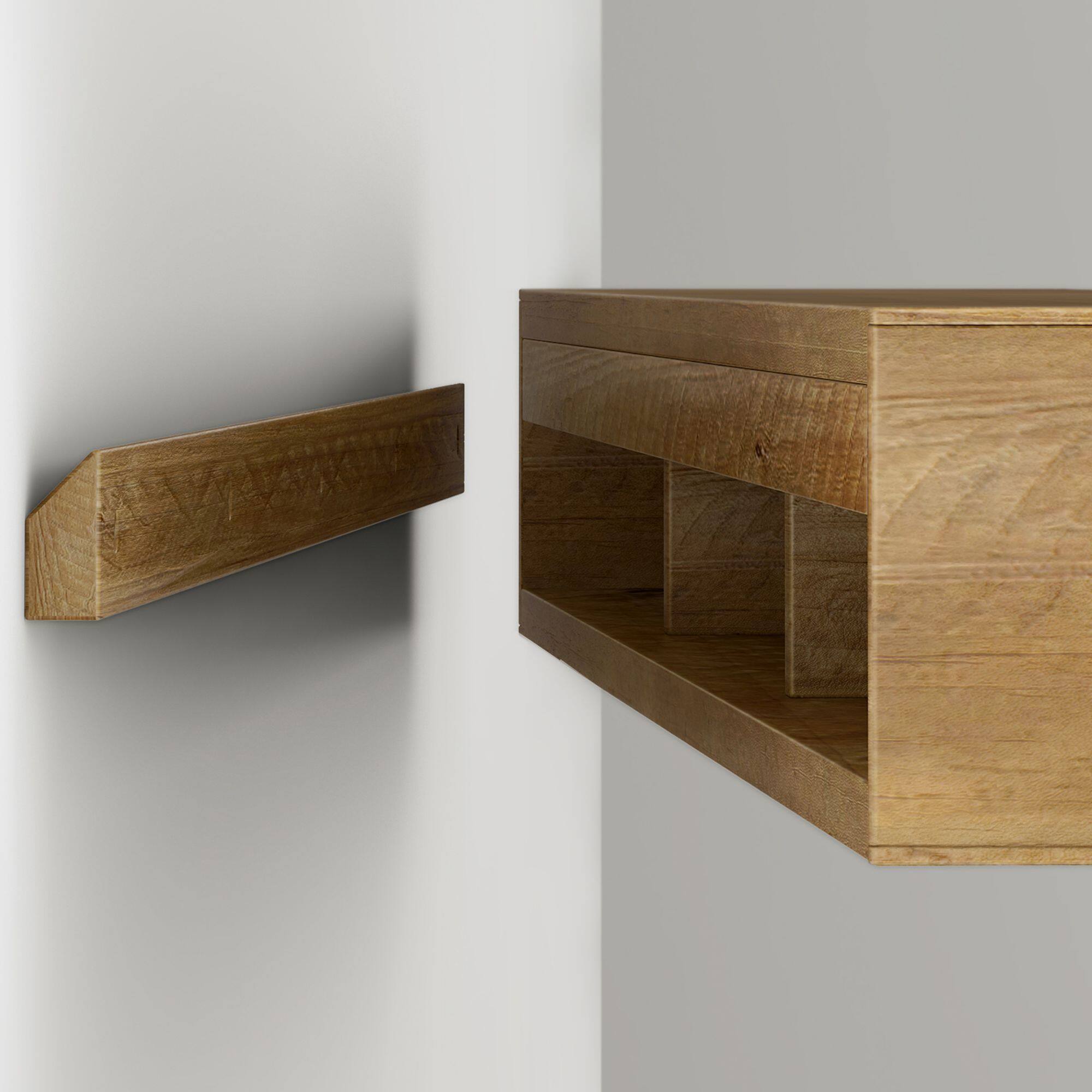 Alt View 6. Plank+Beam - Rustic Floating Shelf/Fire Beam (60in / 1524mm), Rustic Honey - Rustic Honey.