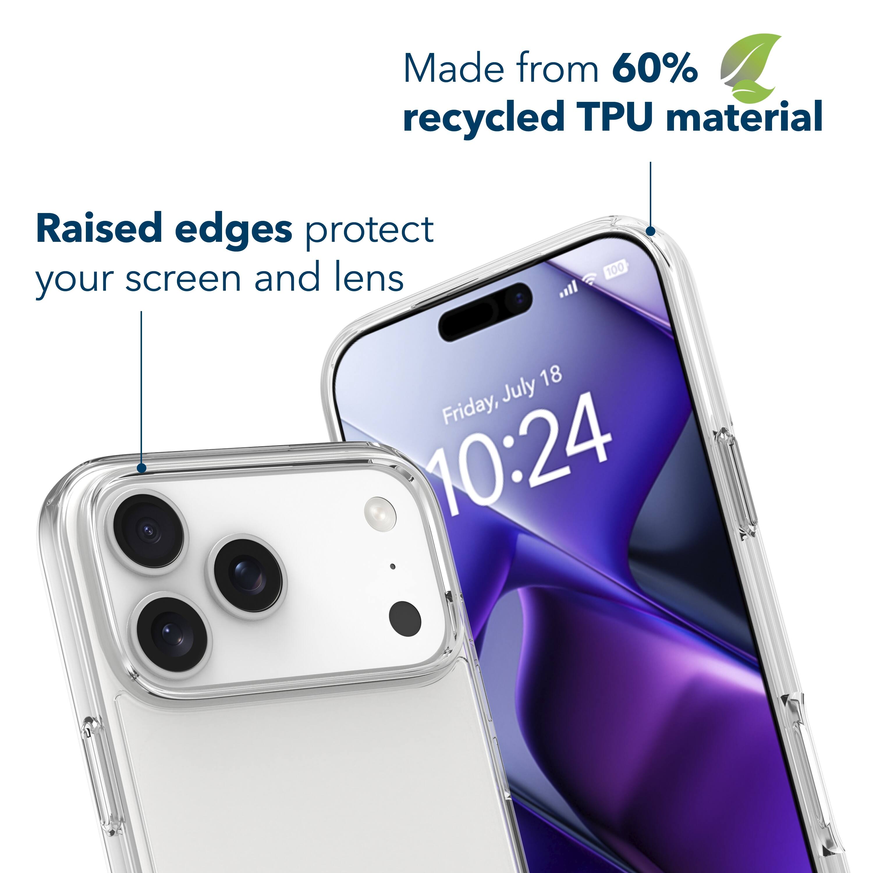 Made from 60% recycled TPU material  
Raised edges protect your screen and lens  
18 July Friday, 10:24