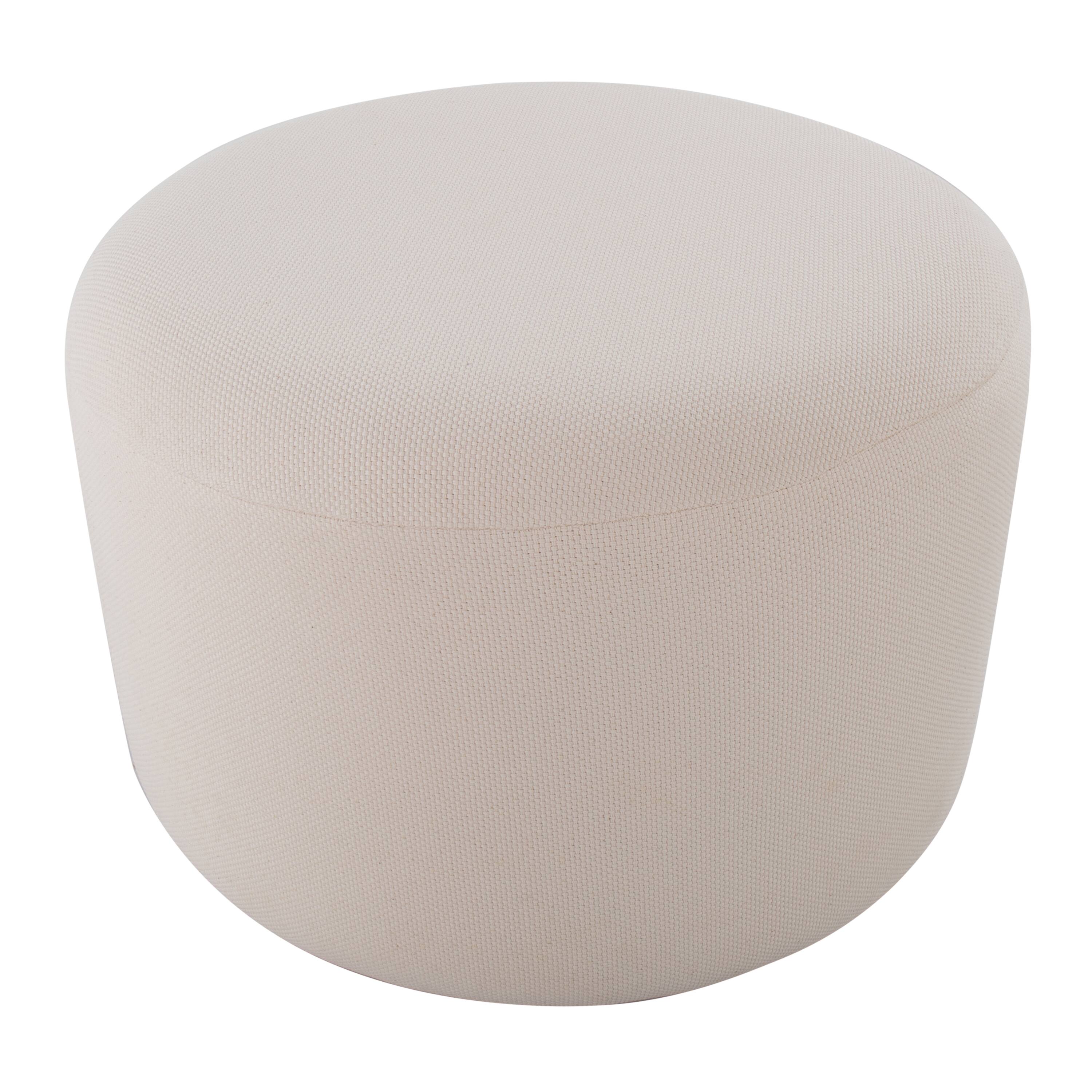 Angle. Tiramisubest - Beige Knitted Fabric Large Round Pouf Ottoman - Beige.
