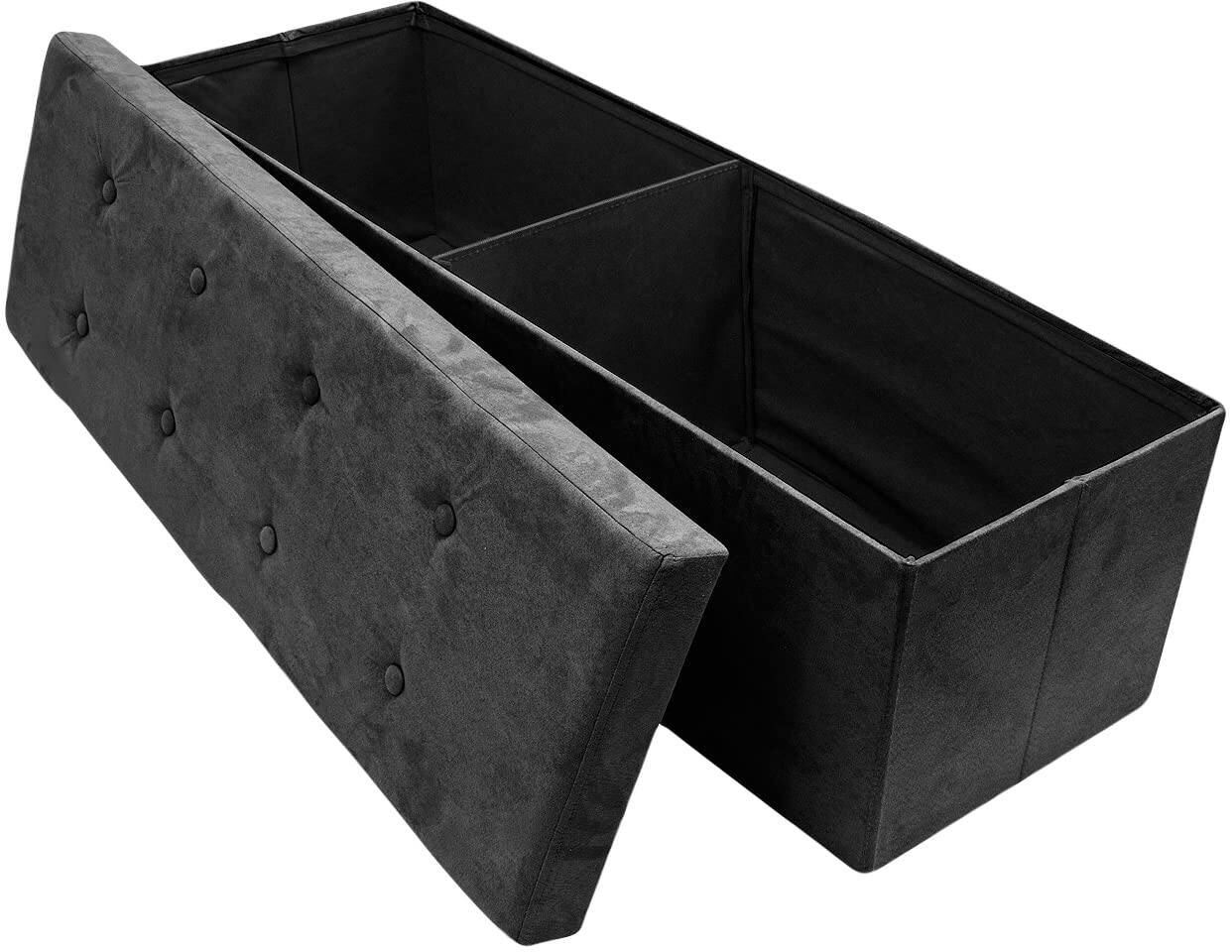 Alt View 3. Sorbus - Sorbus 43 Inch Ottoman with Storage Bench, Folding Bed Bench 80L Storage Ottoman Chest with Cover, Toy Shoes Linen - Black.