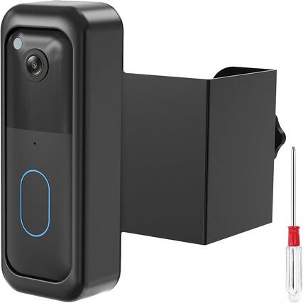 Front. Schertz - Blink Doorbell Mount – No-Drill Anti-Theft Bracket - Black.