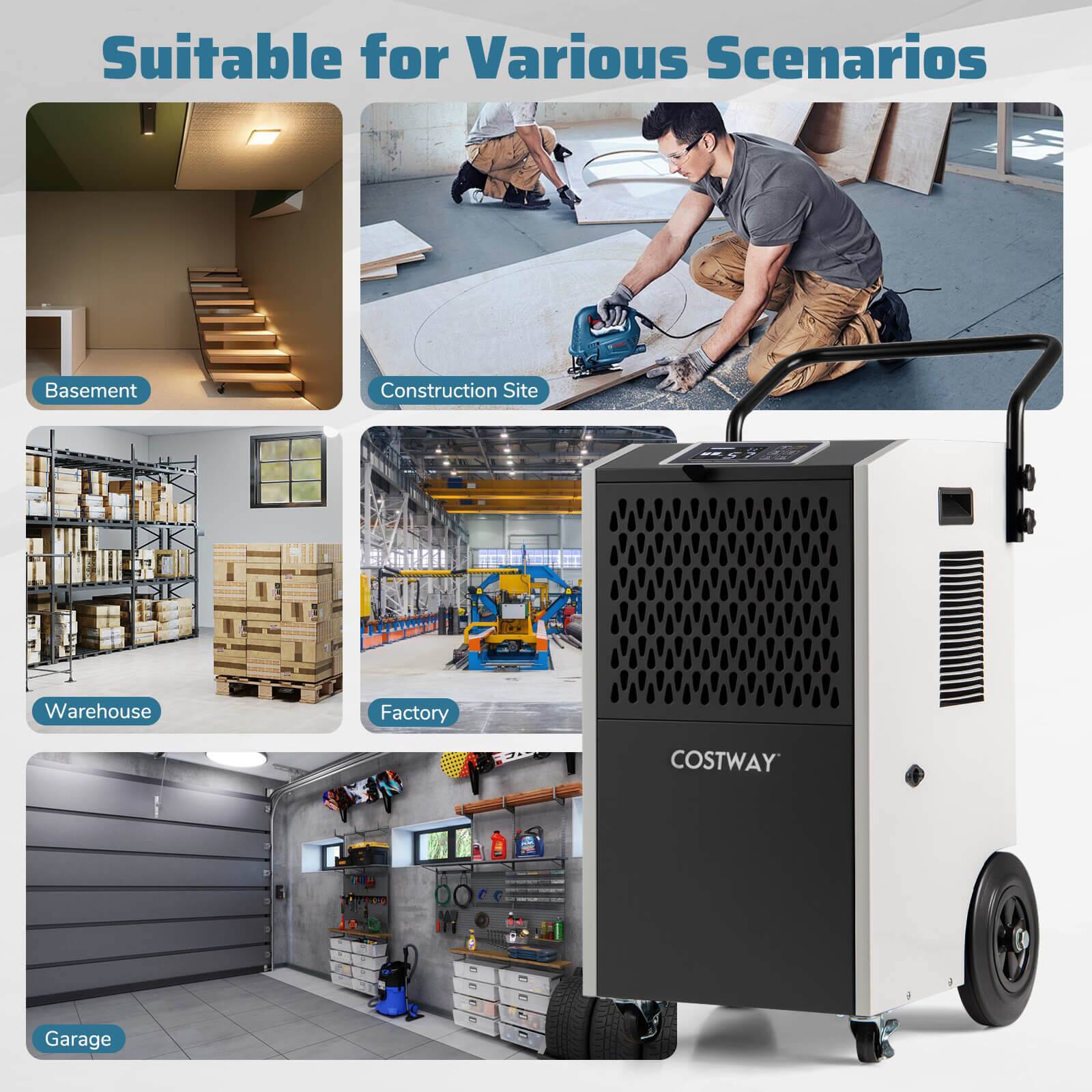 Suitable for Various Scenarios

- Basement
- Construction Site
- Warehouse
- Factory
- Garage

COSTWAY