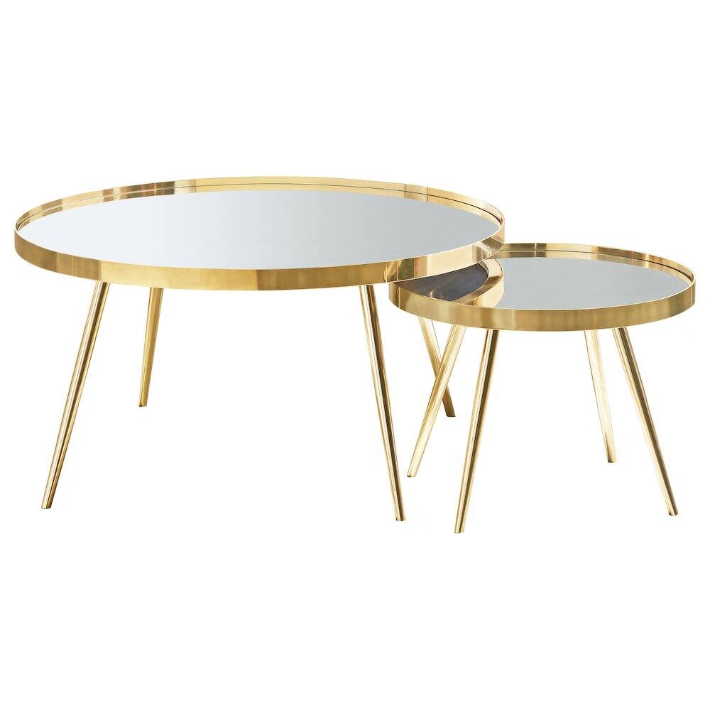 Coaster Co. of America - Kaelyn 2-piece Round Mirror Top Nesting Coffee Table - Gold