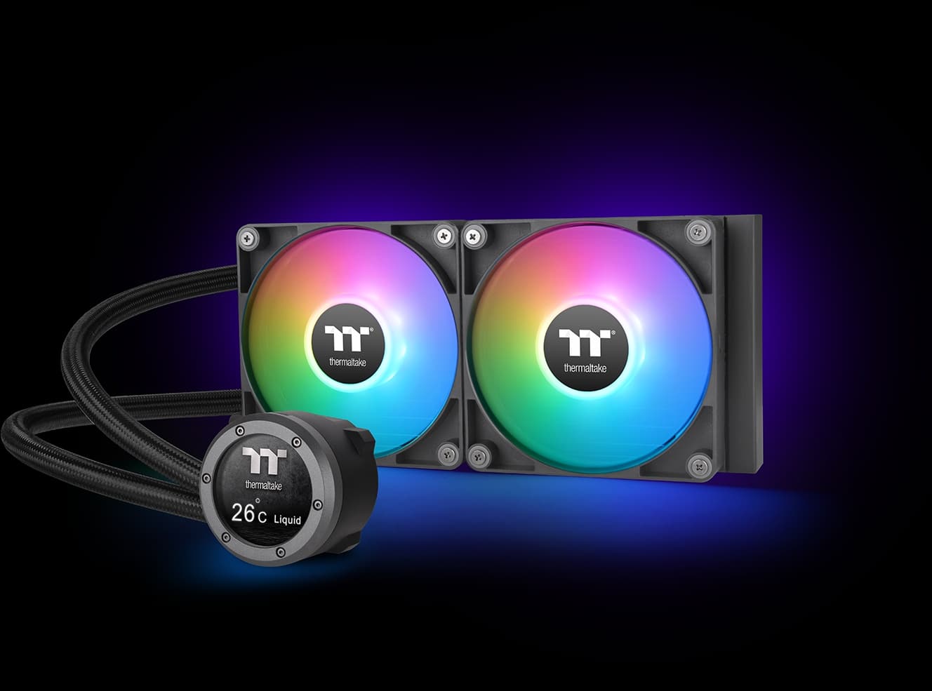 The text on the image reads "thermaitake thermaltake . T thermaltake D 26c Liquid."