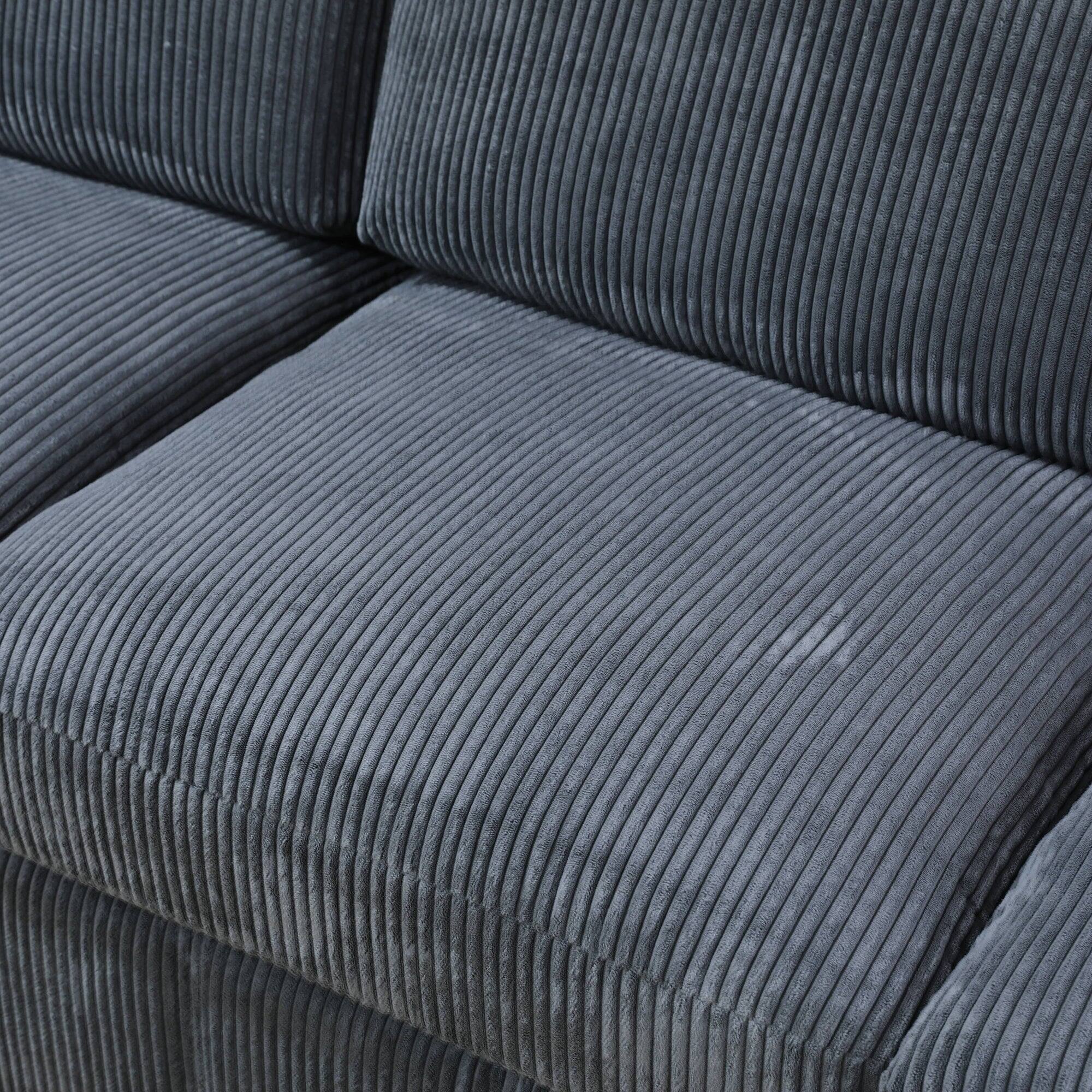 Alt View 9. Boyel Living - Living Room Corduroy Modular Sectional Sofa Large U Shaped 7 Piece Set with Storage Ottoman - Charcoal Gray.