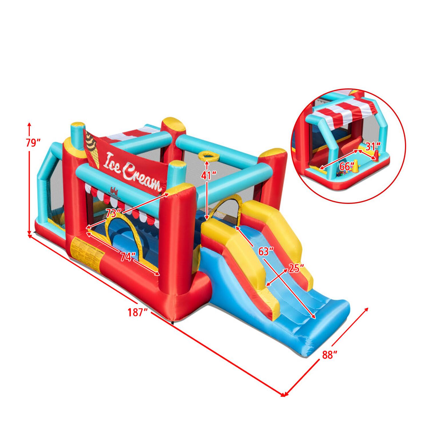 1 79" Ice Cream 73" t 41" 66" U 31" 74" 63" 25" 187" 88"