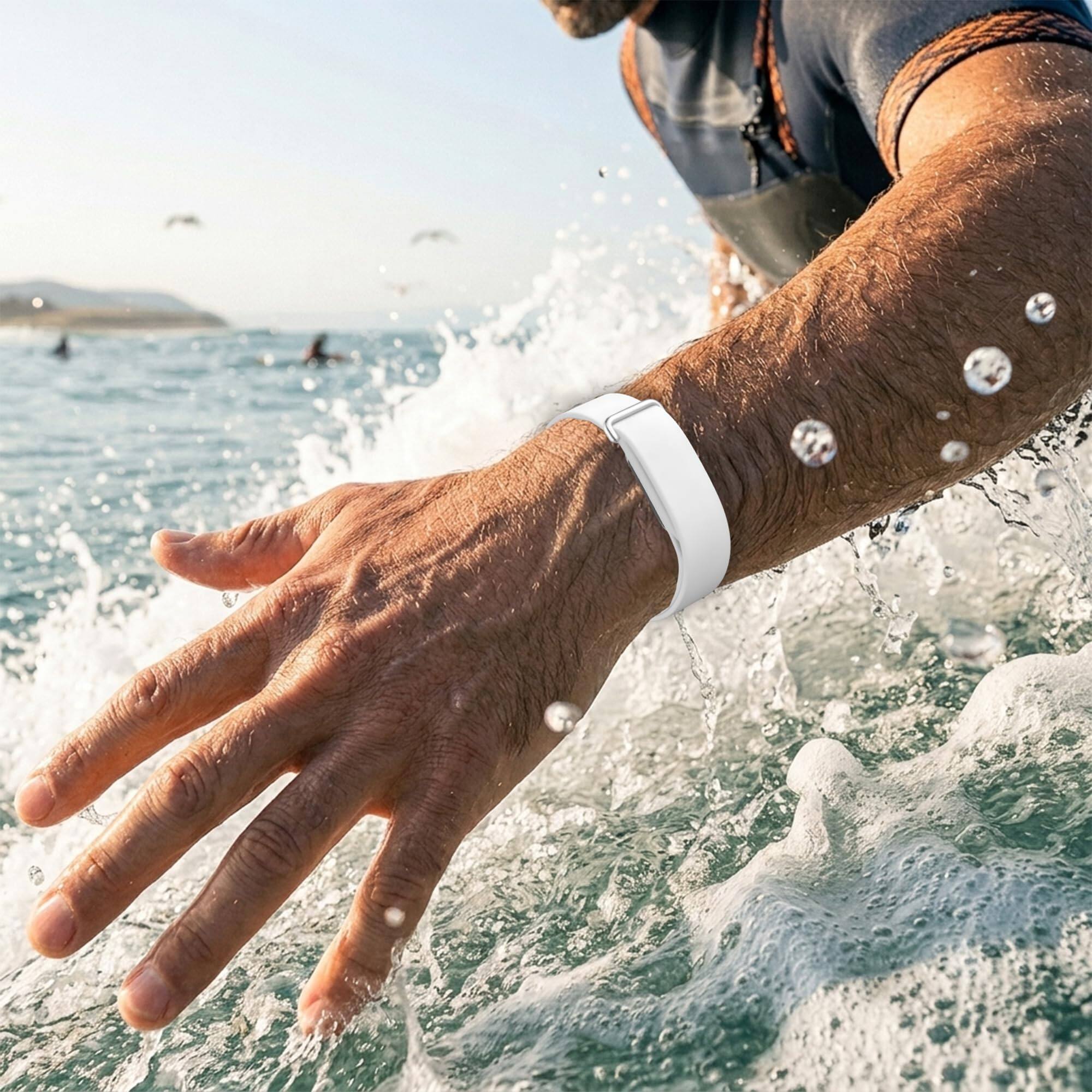 Alt View 1. Dteck - Silicone Band for Google Fitbit Air, Adjustable Skin-Friendly Rubber Sport Replacement Wristband - White.
